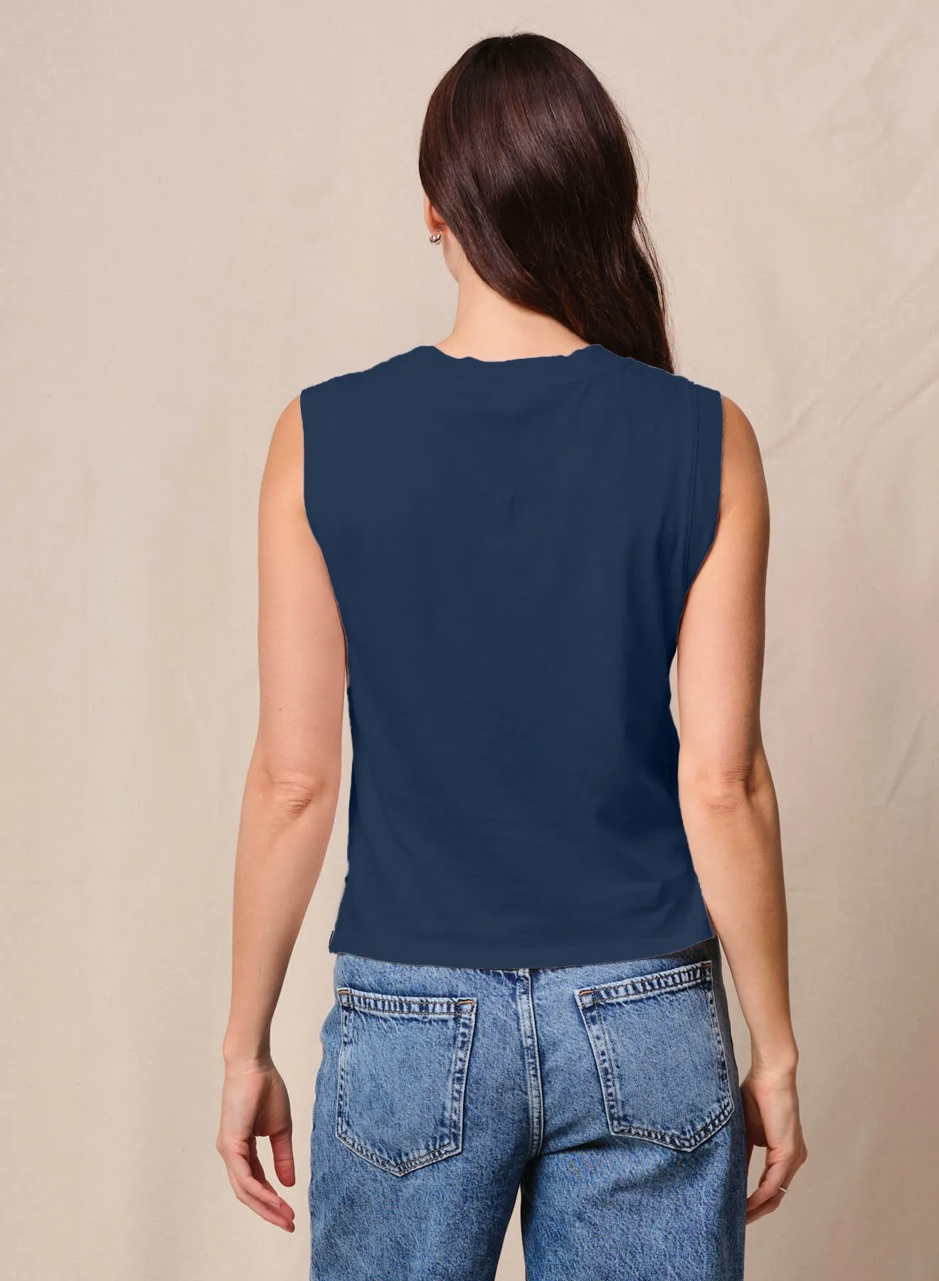 Cloud Jersey Muscle Tank in New Navy sold by Bailey 44 product image thumbnail 3