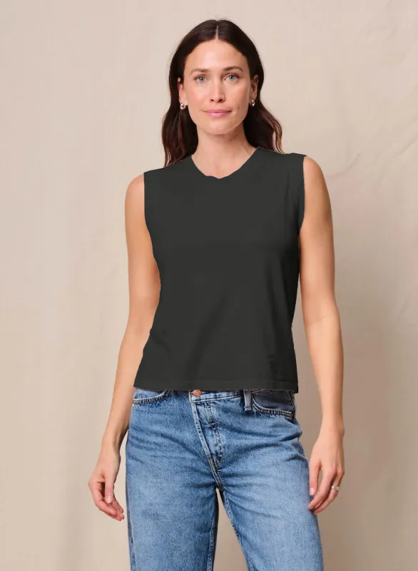 Cloud Jersey Muscle Tank in Black sold by Bailey 44