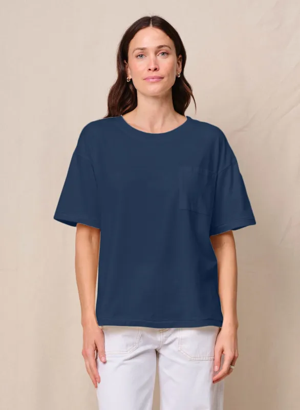 Cloud Jersey Oversized Pocket Tee in New Navy sold by Bailey 44
