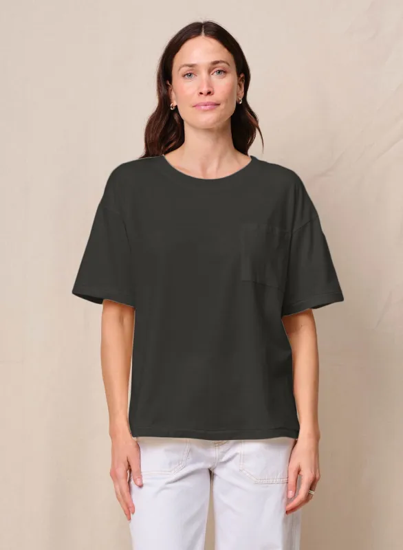 Cloud Jersey Oversized Pocket Tee in Black sold by Bailey 44