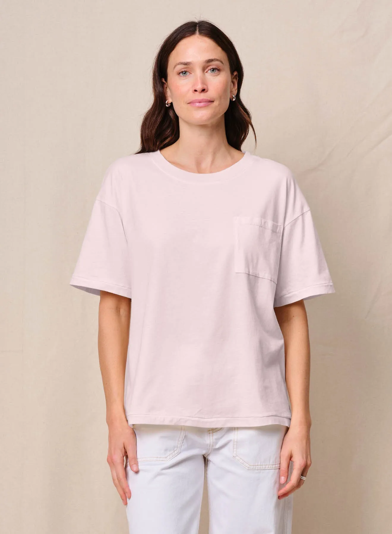 Cloud Jersey Oversized Pocket Tee in Softest Pink sold by Bailey 44