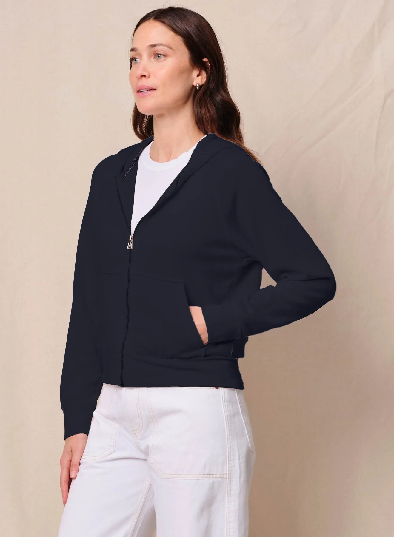 Softest Fleece Raglan Hood Zip Up in Black sold by Bailey 44 product image thumbnail 2