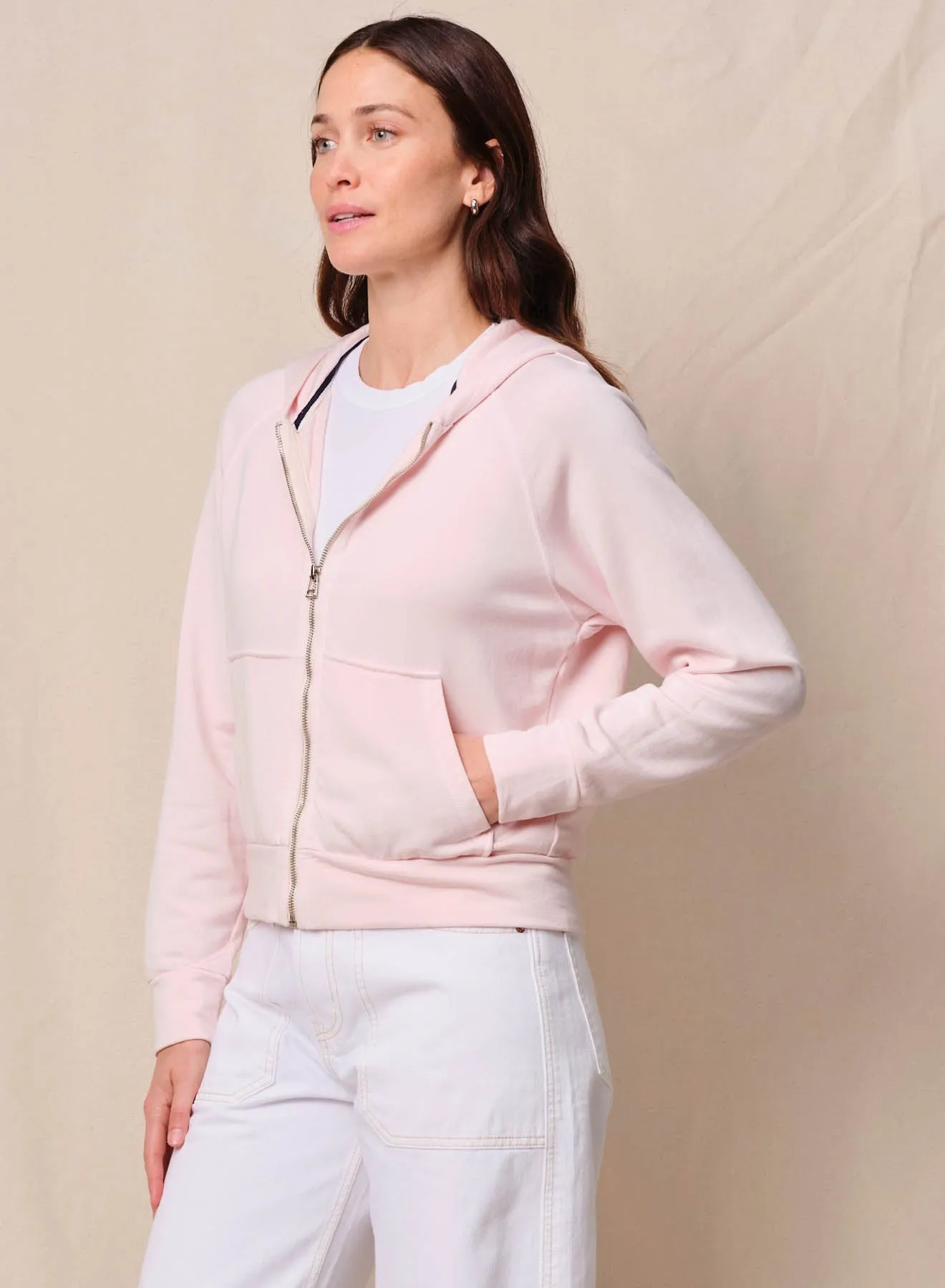 Softest Fleece Raglan Hood Zip Up in Softest Pink sold by Bailey 44 product image thumbnail 2
