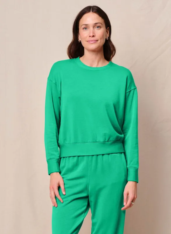 Softest Fleece Crewneck Pullover in Kelly Green sold by Bailey 44