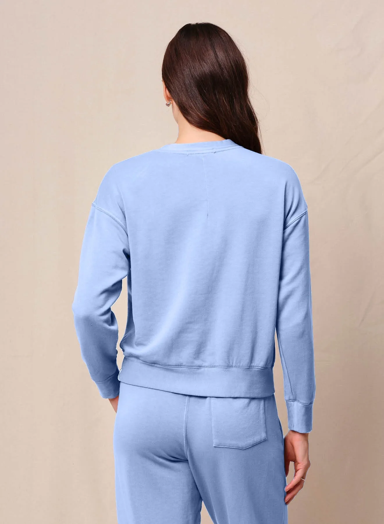 Softest Fleece Crewneck Pullover in Summer Sky sold by Bailey 44 product image thumbnail 3