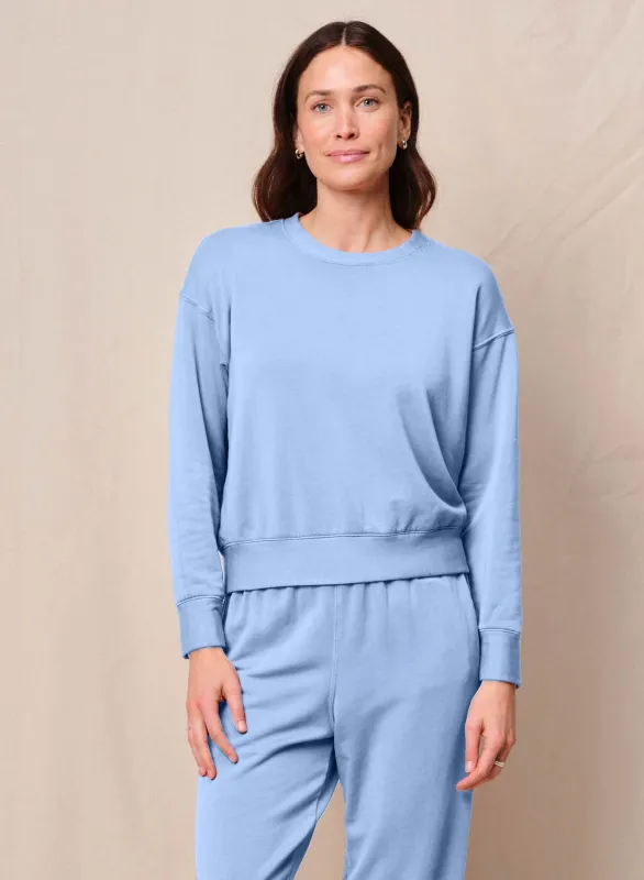 Softest Fleece Crewneck Pullover in Summer Sky sold by Bailey 44