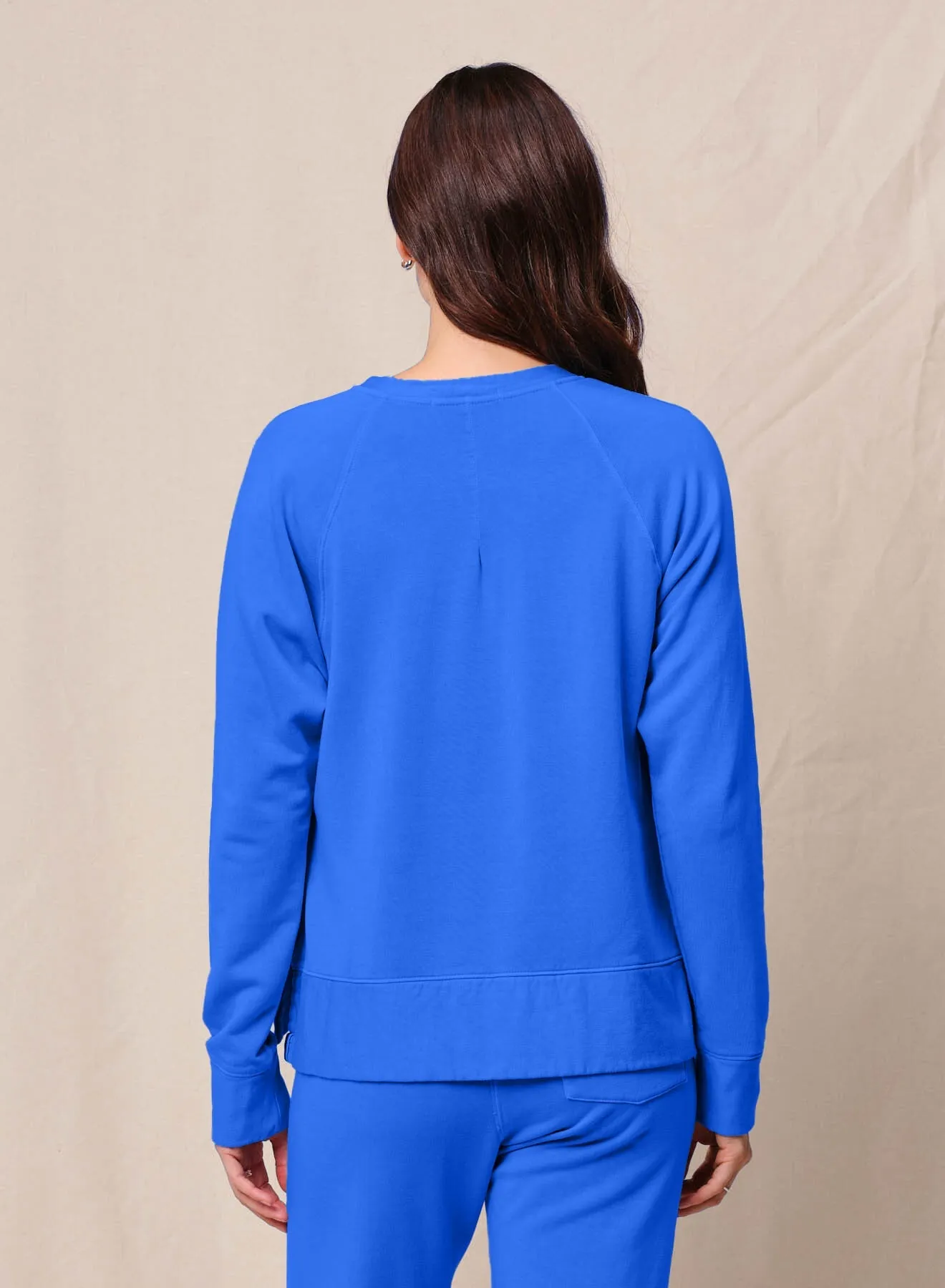 Softest Fleece Raglan Side Slit Sweatshirt in Cobalt sold by Bailey 44 product image thumbnail 3