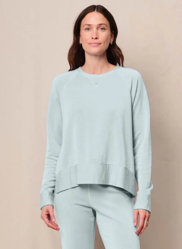 Softest Fleece Raglan Side Slit Sweatshirt in Sea Glass sold by Bailey 44