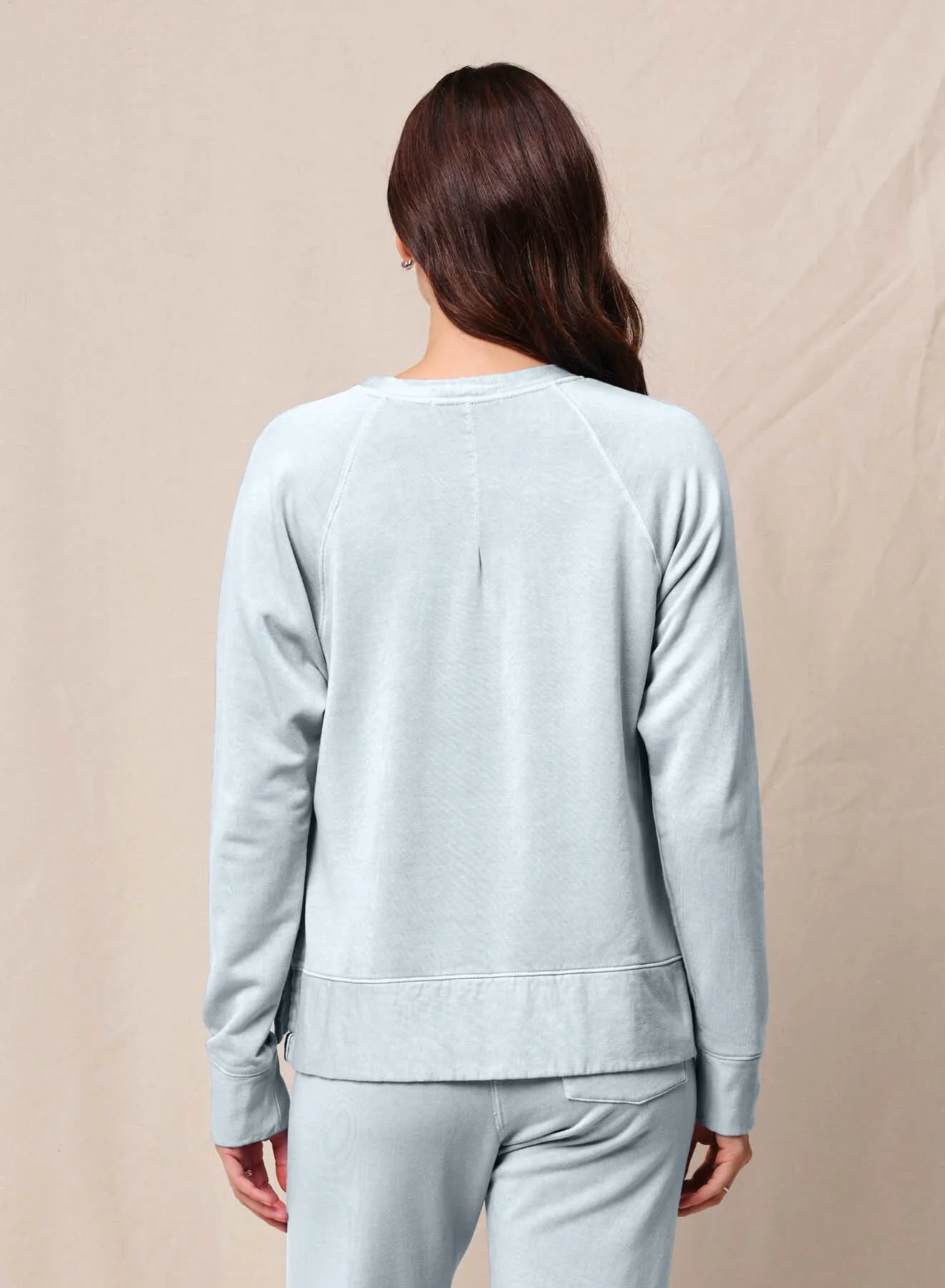 Softest Fleece Raglan Side Slit Sweatshirt in Sea Glass sold by Bailey 44 product image thumbnail 3