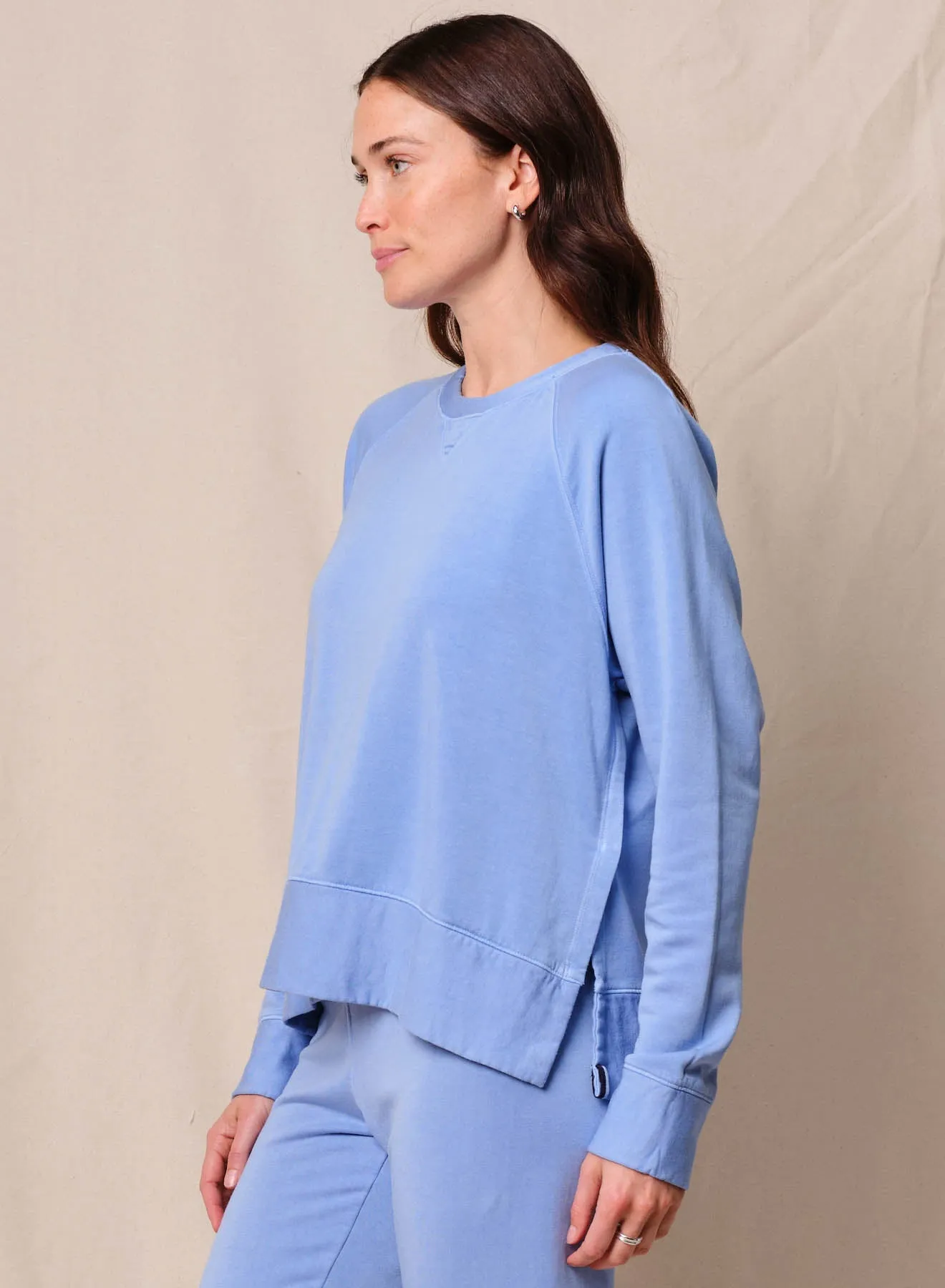 Softest Fleece Raglan Side Slit Sweatshirt in Summer Sky sold by Bailey 44 product image thumbnail 2