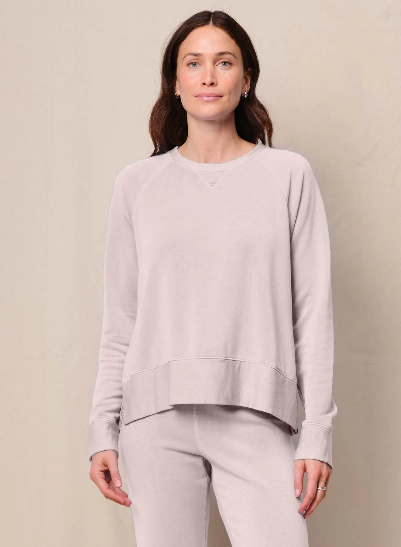 Softest Fleece Raglan Side Slit Sweatshirt in Softest Pink sold by Bailey 44