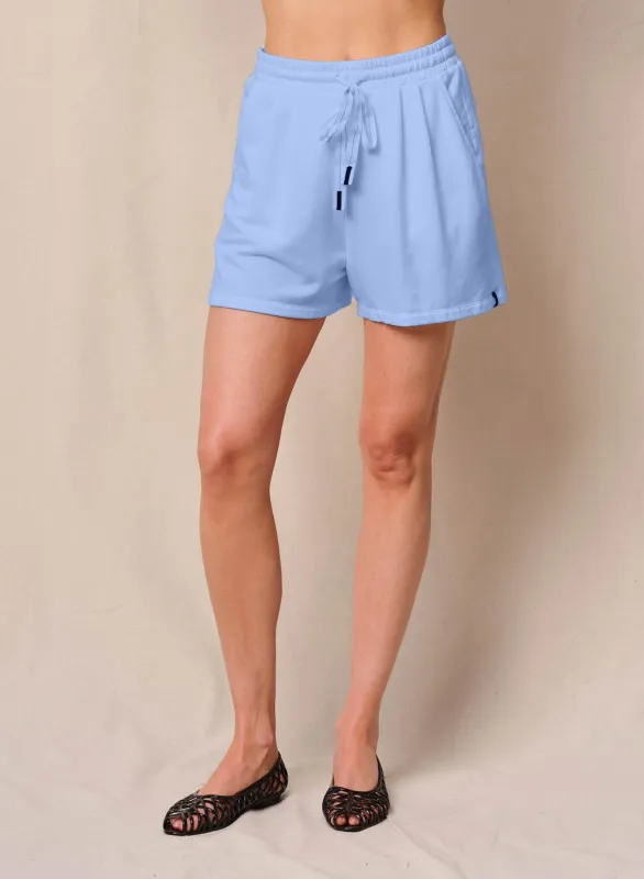 Softest Fleece Pleated Short in Summer Sky sold by Bailey 44