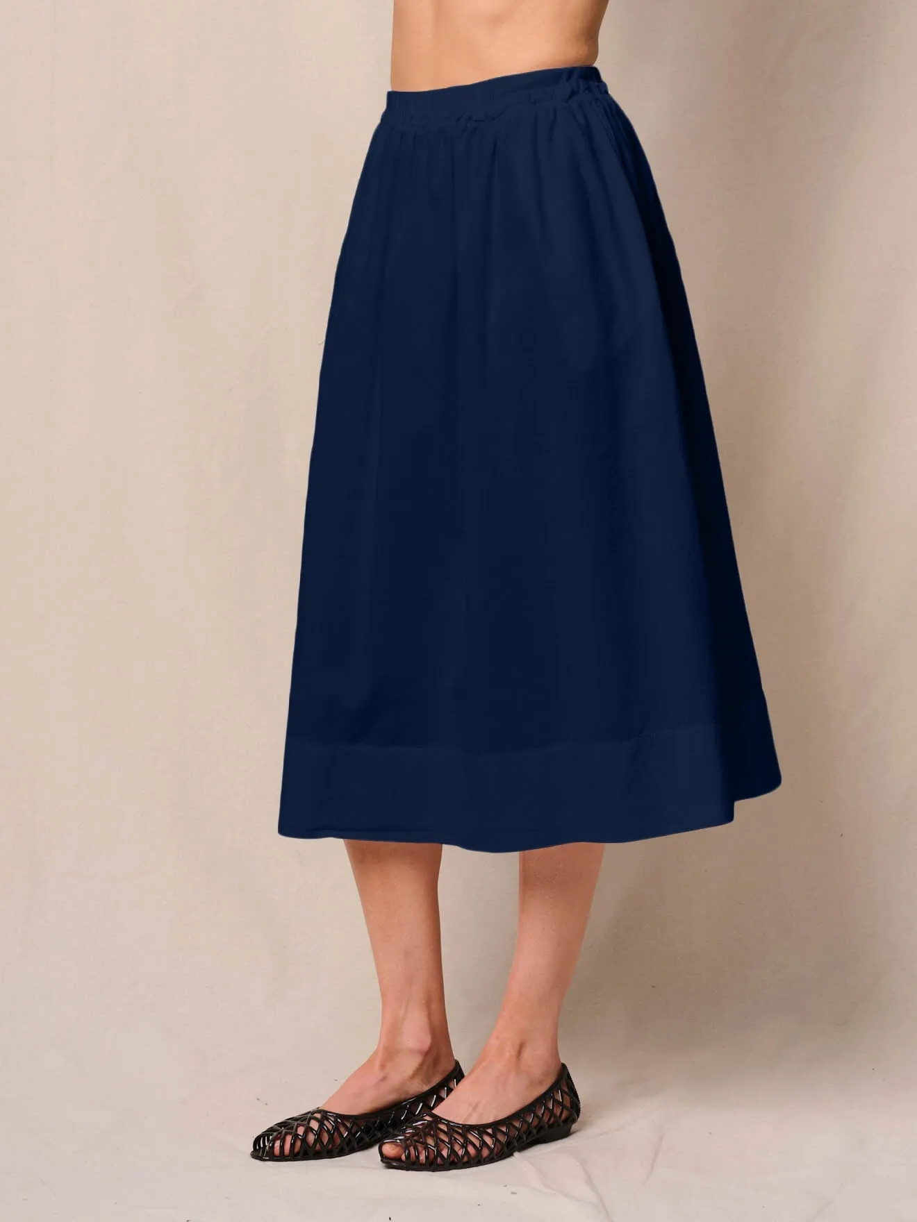 Voile Ribbed Waist Midi Skirt in New Navy sold by Bailey 44 product image thumbnail 3