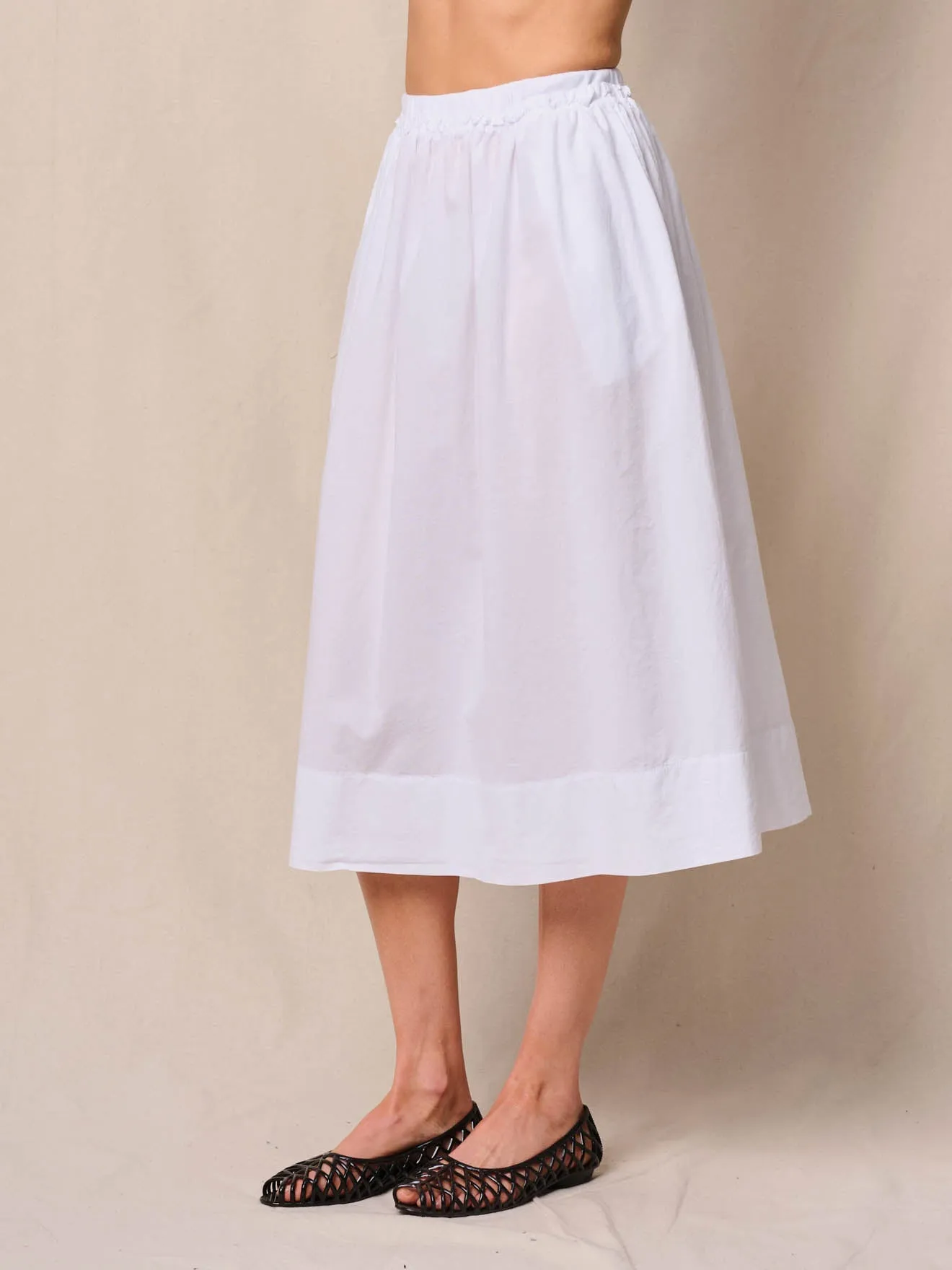 Voile Ribbed Waist Midi Skirt in White sold by Bailey 44 product image thumbnail 3