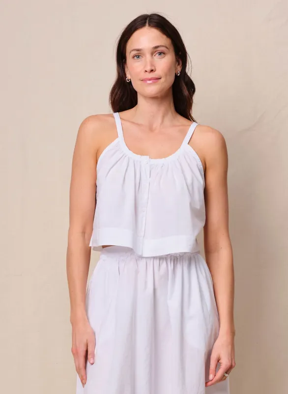 Voile Cropped Button Cami in White sold by Bailey 44