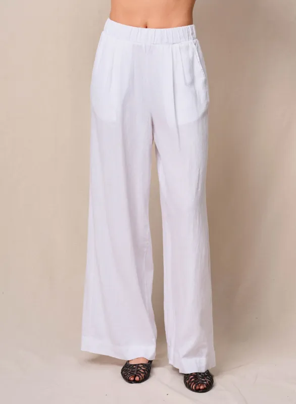 Linen Pull-On Trouser in White sold by Bailey 44