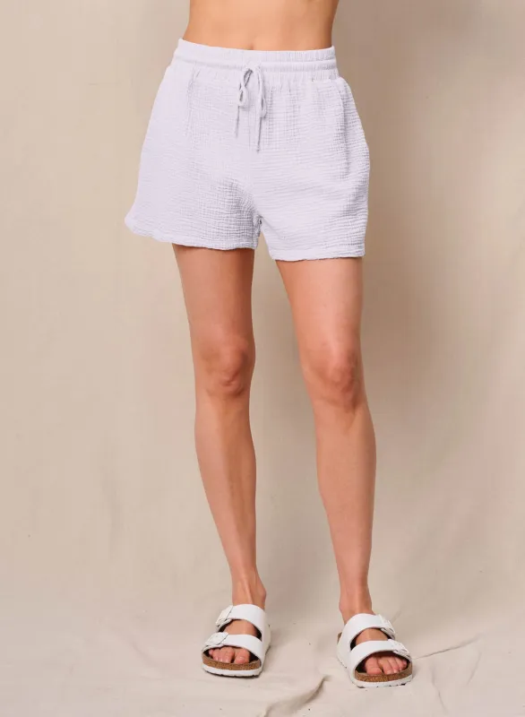 Gauze Drawstring Short in White sold by Bailey 44