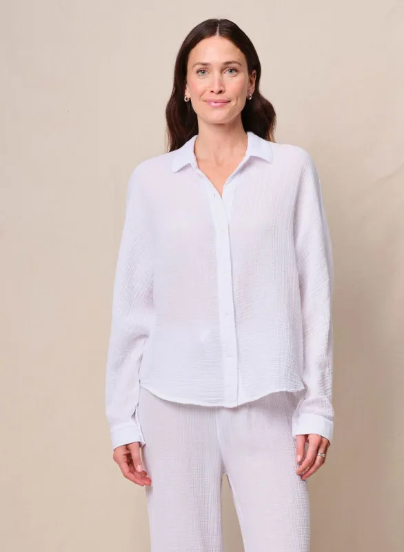 Gauze Dolman Shirt in White sold by Bailey 44