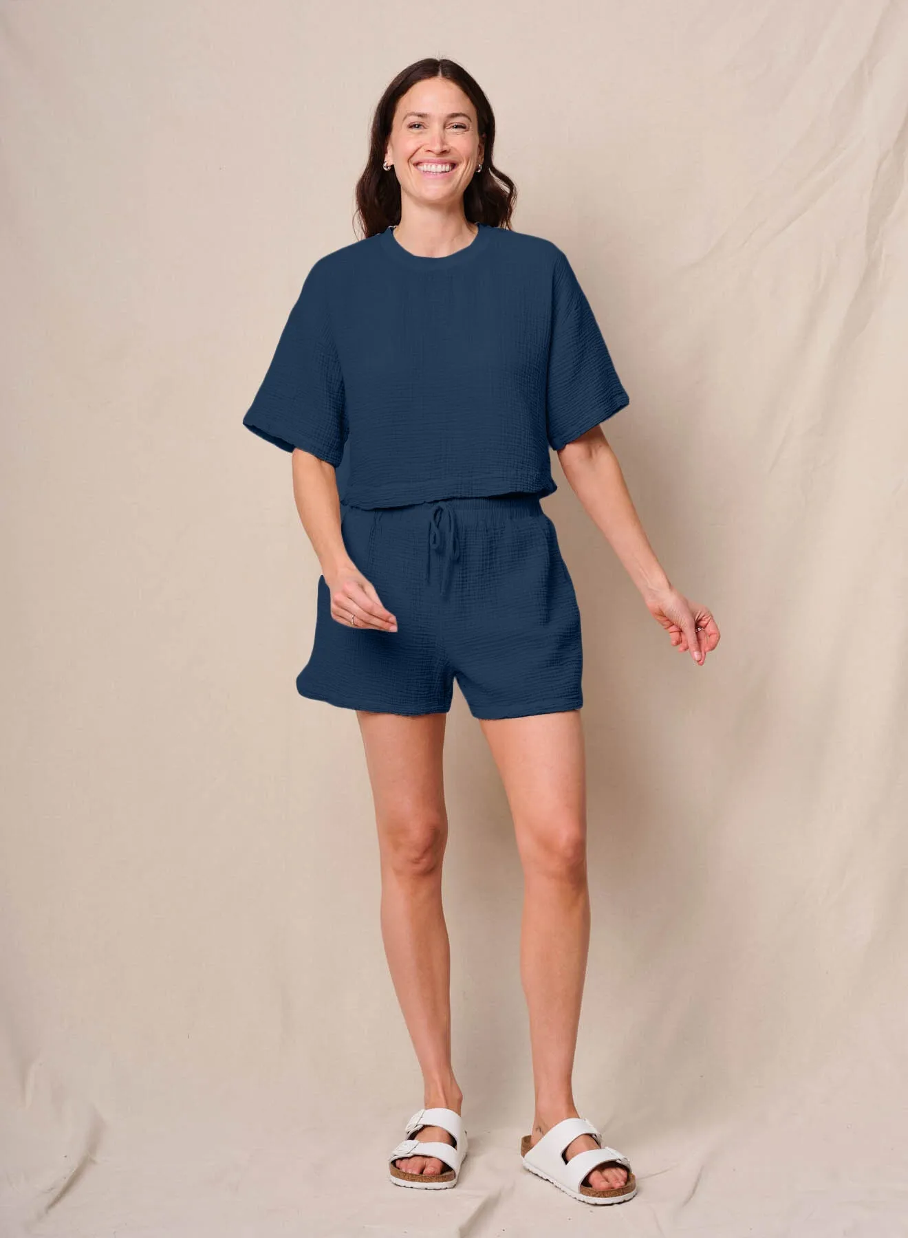 Gauze Boxy Top in New Navy sold by Bailey 44 product image thumbnail 2