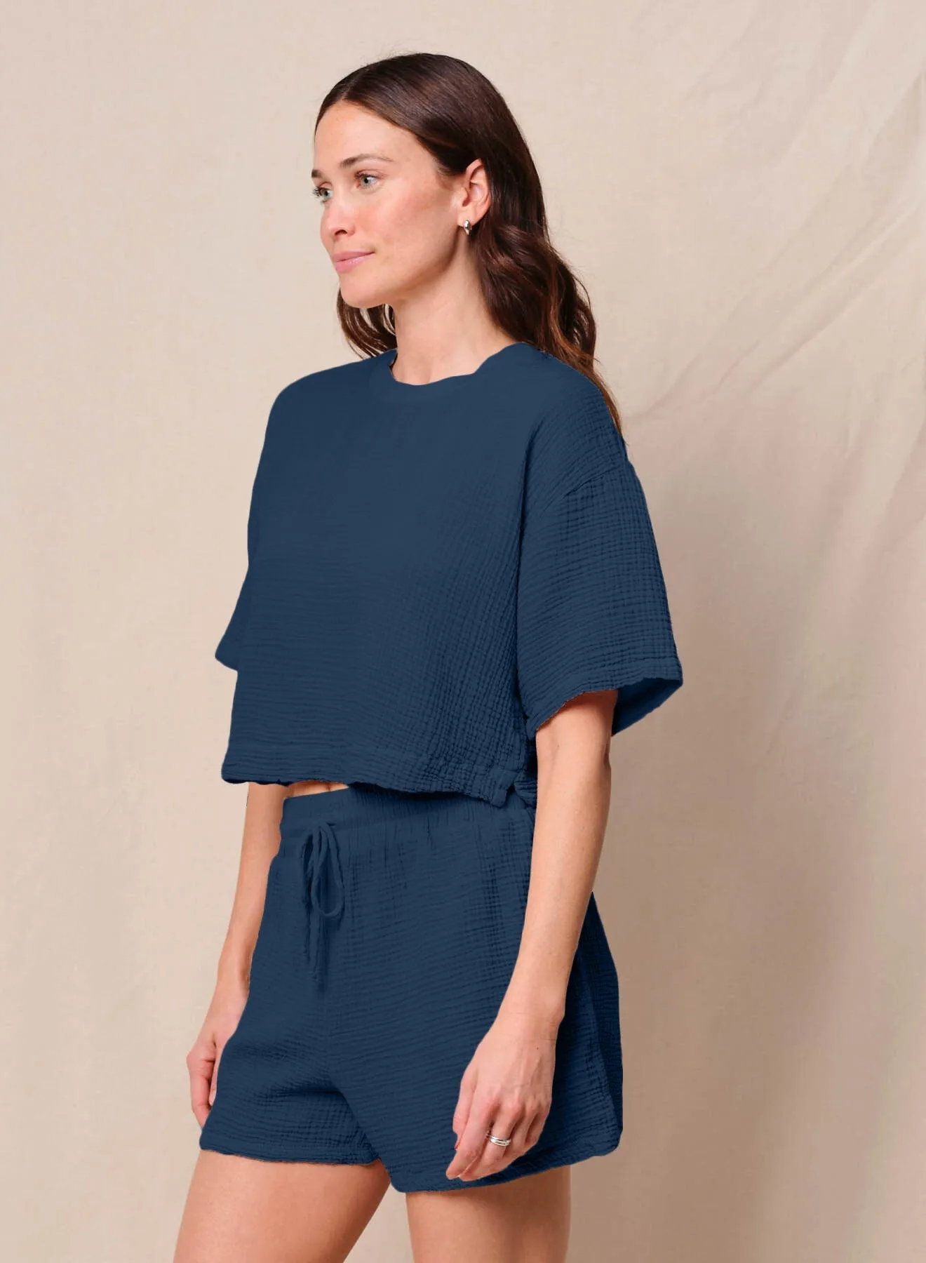 Gauze Boxy Top in New Navy sold by Bailey 44 product image thumbnail 3
