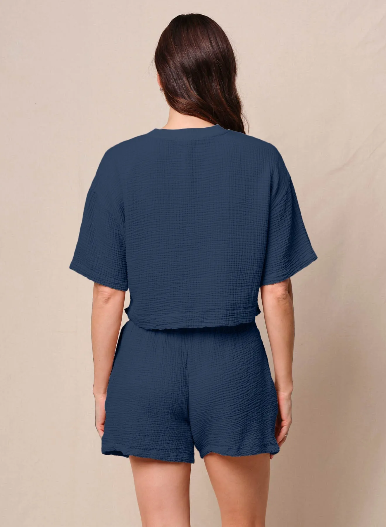 Gauze Boxy Top in New Navy sold by Bailey 44 product image thumbnail 4