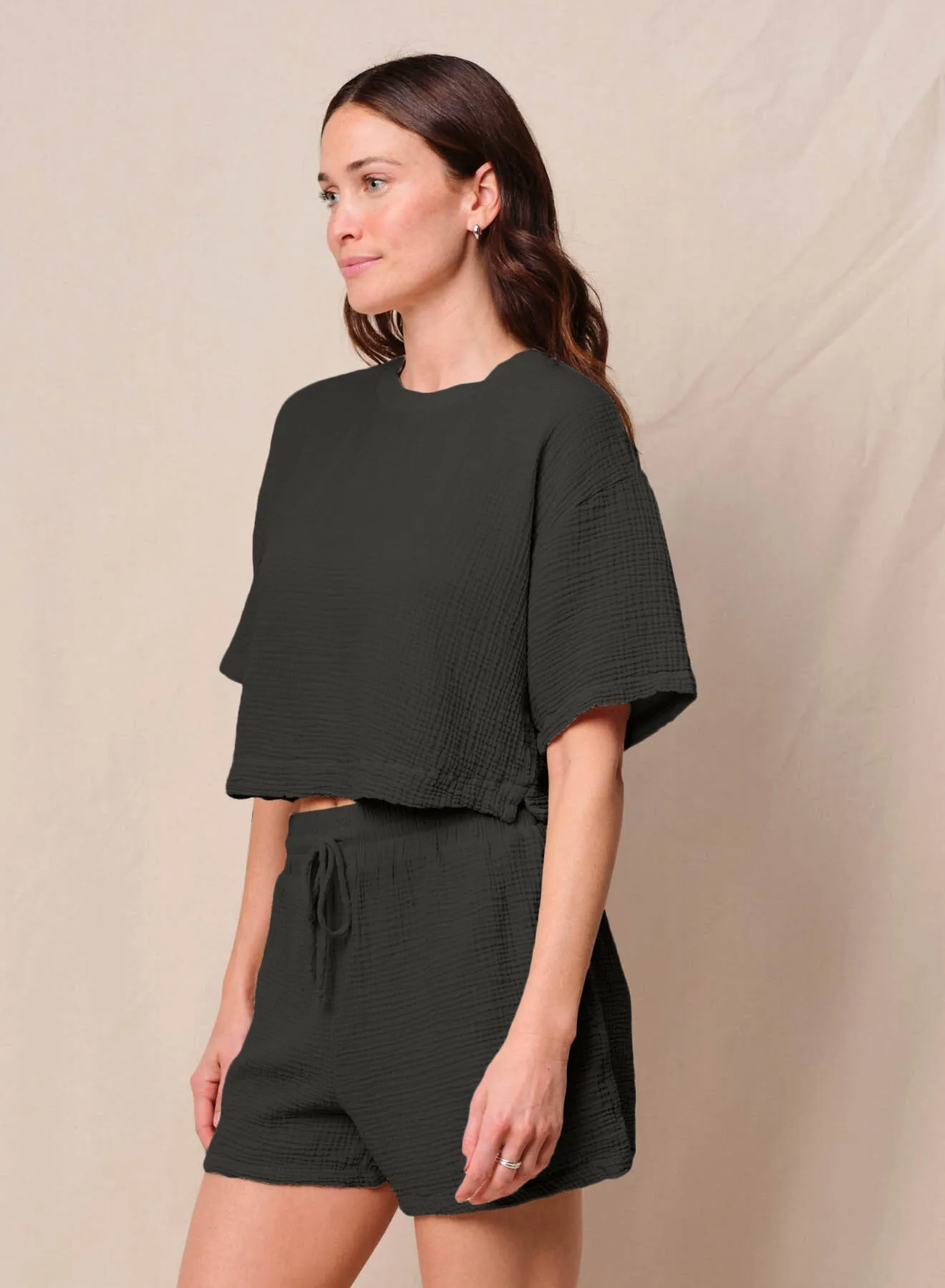 Gauze Boxy Top in Black sold by Bailey 44 product image thumbnail 3