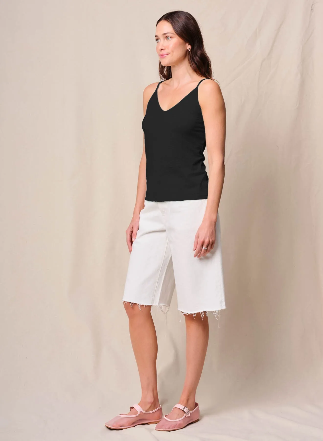 Supima Slub Jersey V-Neck Cami in Black sold by Bailey 44 product image thumbnail 2