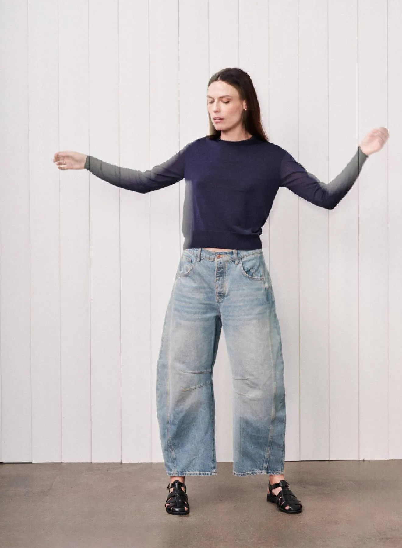 Sheer Pullover Sweater in New Navy sold by Bailey 44 product image thumbnail 2