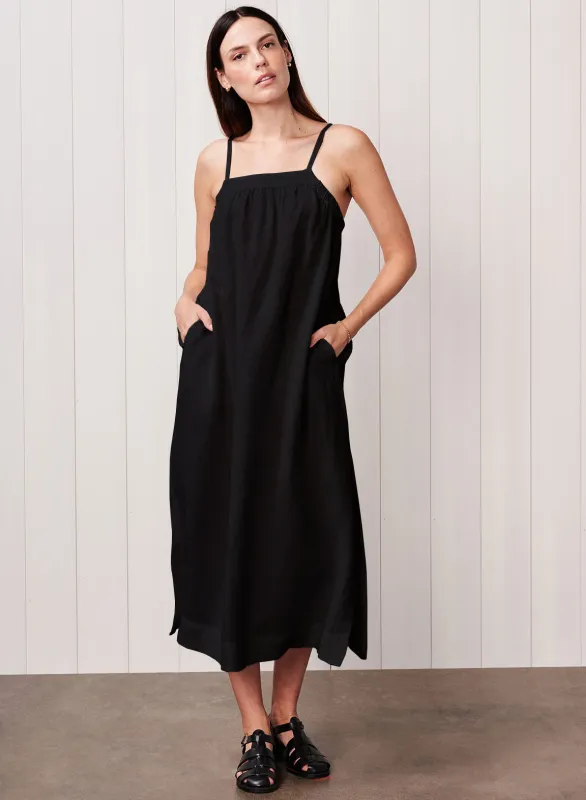 Linen A-Line Maxi Dress in Black sold by Bailey 44
