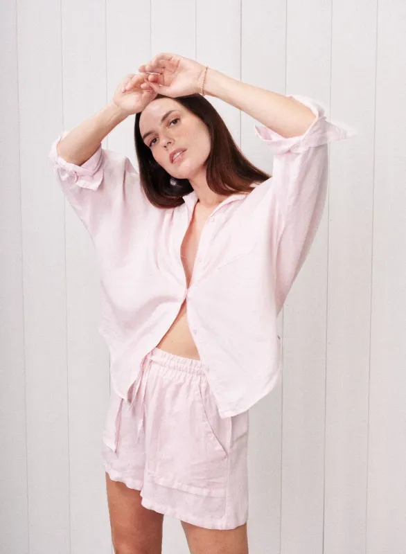 Linen Dolman Pocket Shirt in Powder Pink sold by Bailey 44