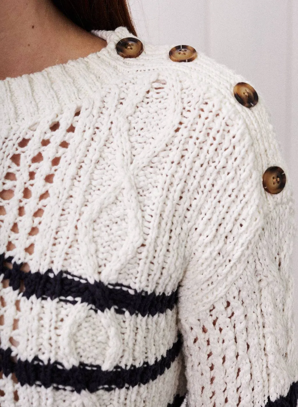 Striped Long Sleeve Crew Sweater in Cream sold by Bailey 44 product image thumbnail 3