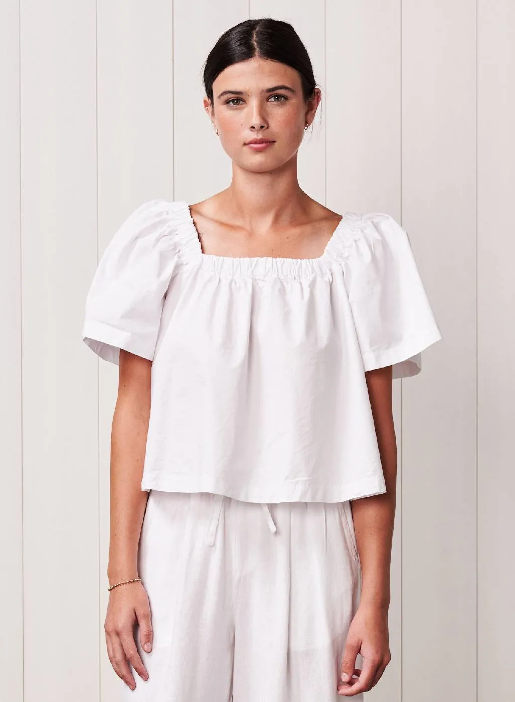 Fine Poplin Swing Top in White sold by Bailey 44