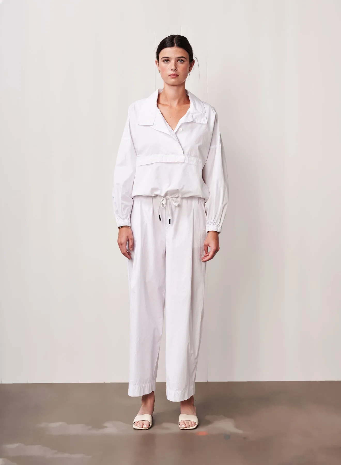 Fine Poplin Anorak in White sold by Bailey 44