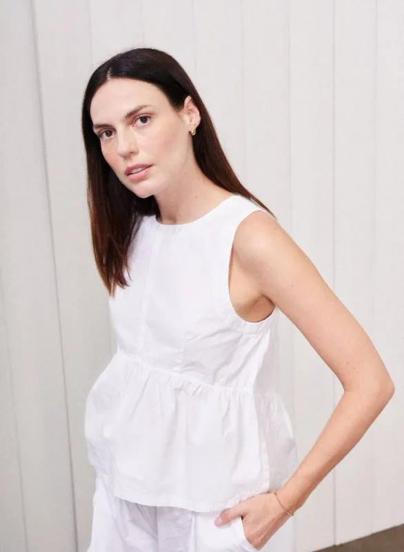 Fine Poplin Peplum in White sold by Bailey 44