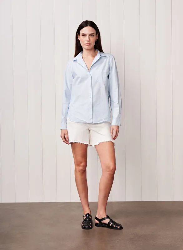 Fine Poplin Pocket Shirt in Dove Blue sold by Bailey 44