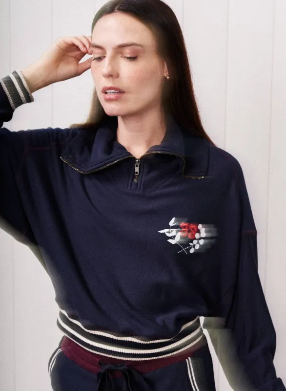 Softest Fleece Half Zip Pullover in New Navy sold by Bailey 44