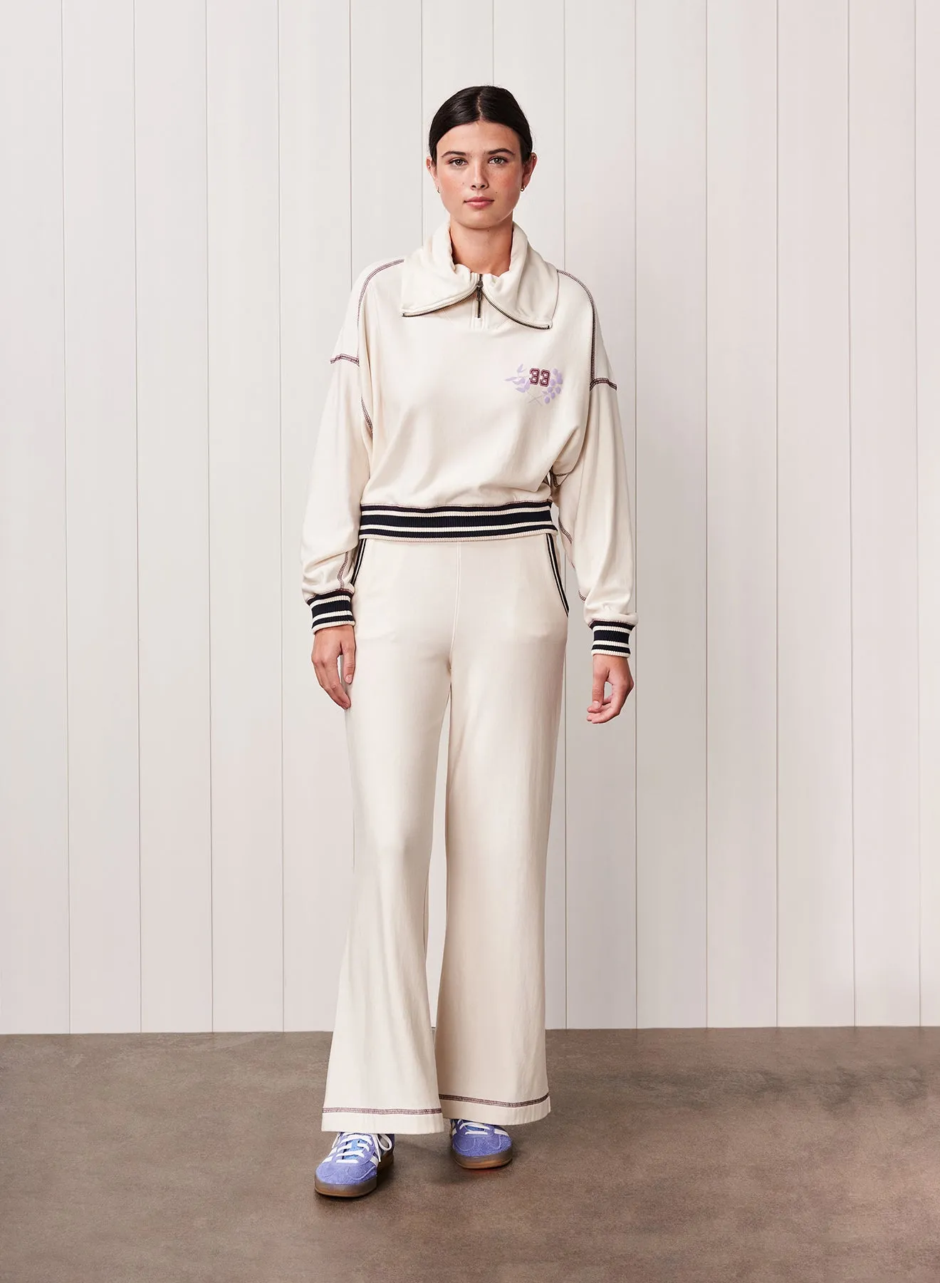 Softest Fleece Half Zip Pullover in Cream sold by Bailey 44