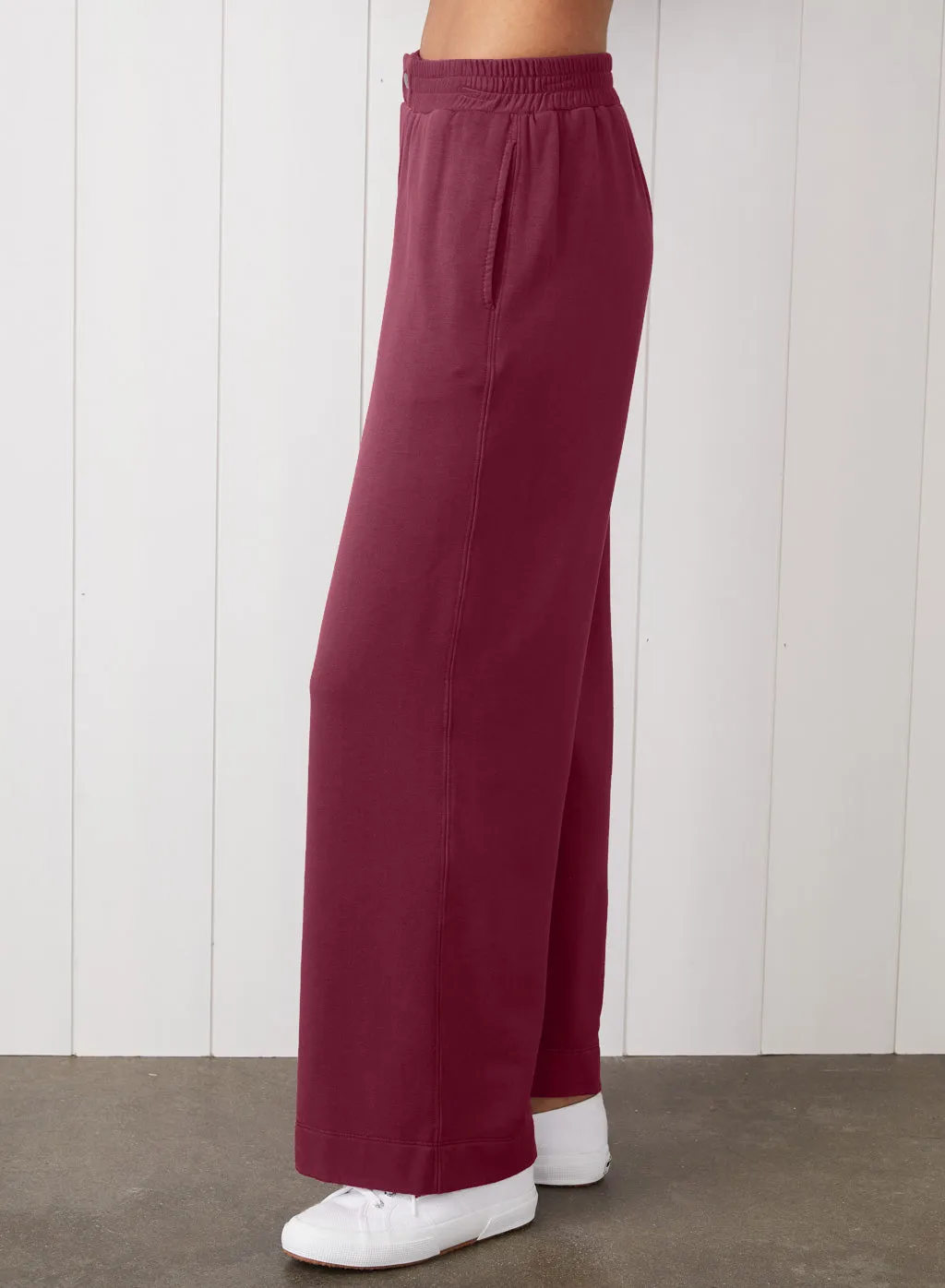 Softest Fleece Snap Wide Leg Pant in Cassis sold by Bailey 44 product image thumbnail 2