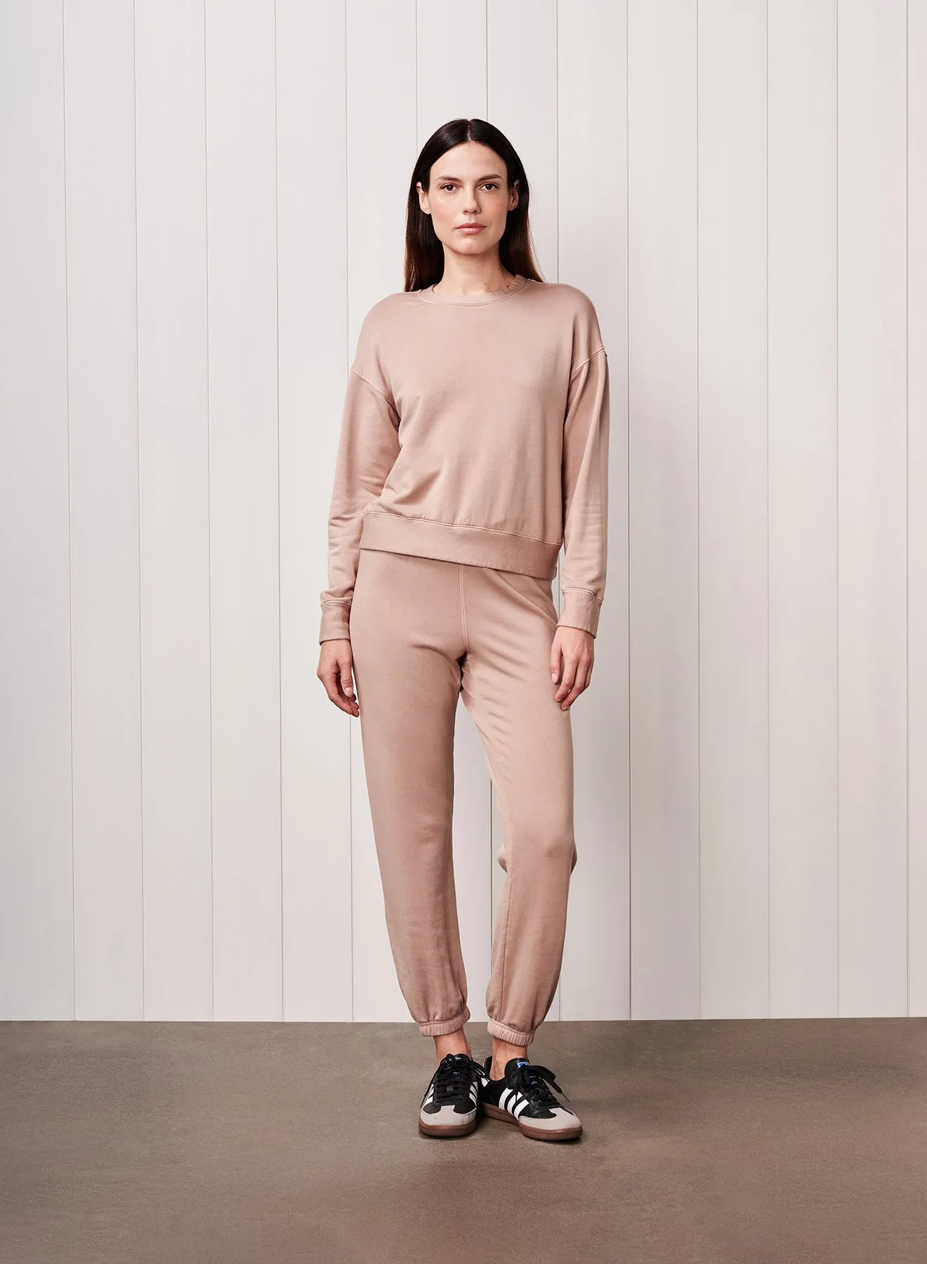 Softest Fleece Crewneck Pullover in Almond sold by Bailey 44