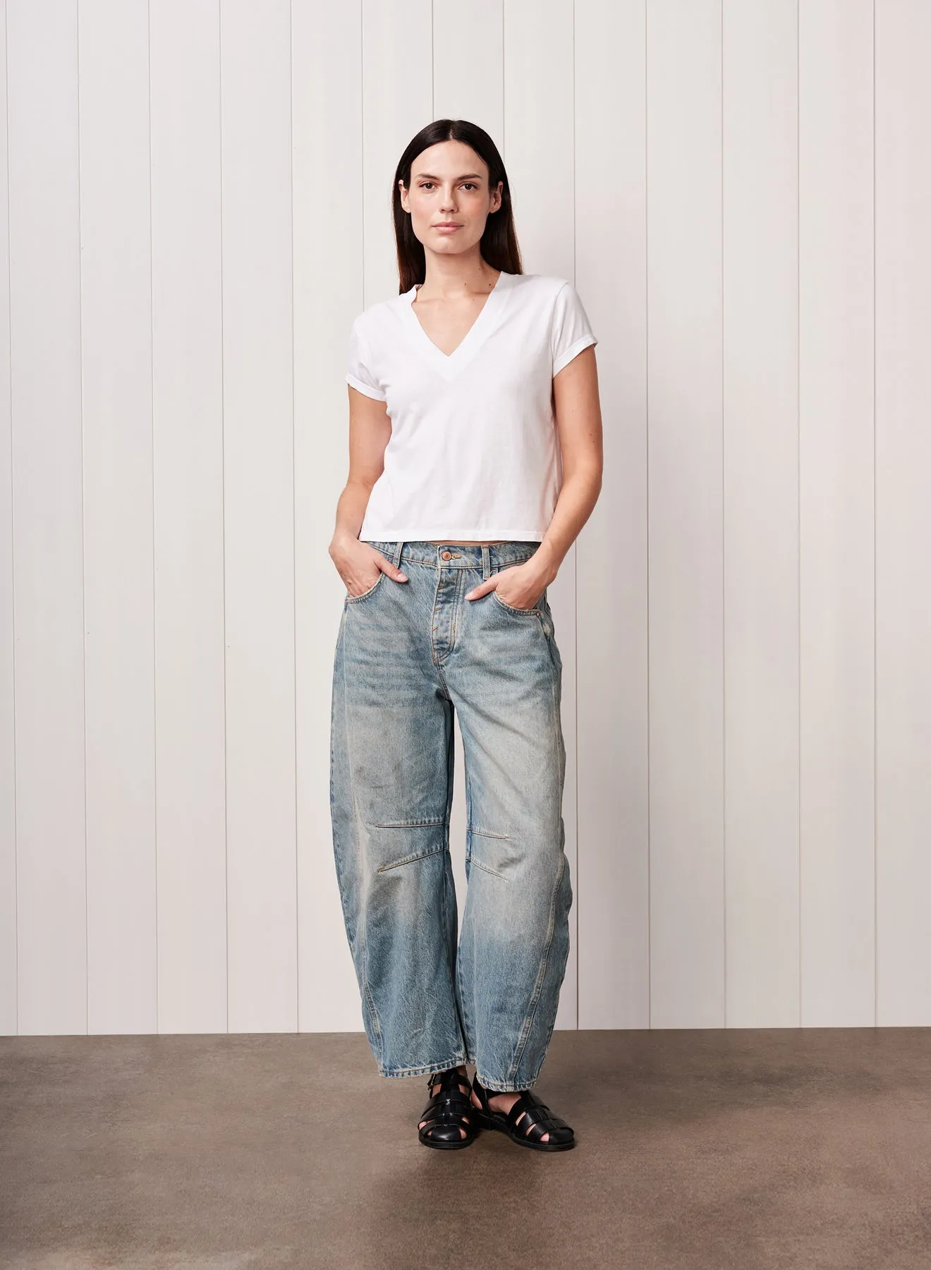 Cloud Cotton Jersey Short Sleeve V-Neck in White sold by Bailey 44 product image thumbnail 2