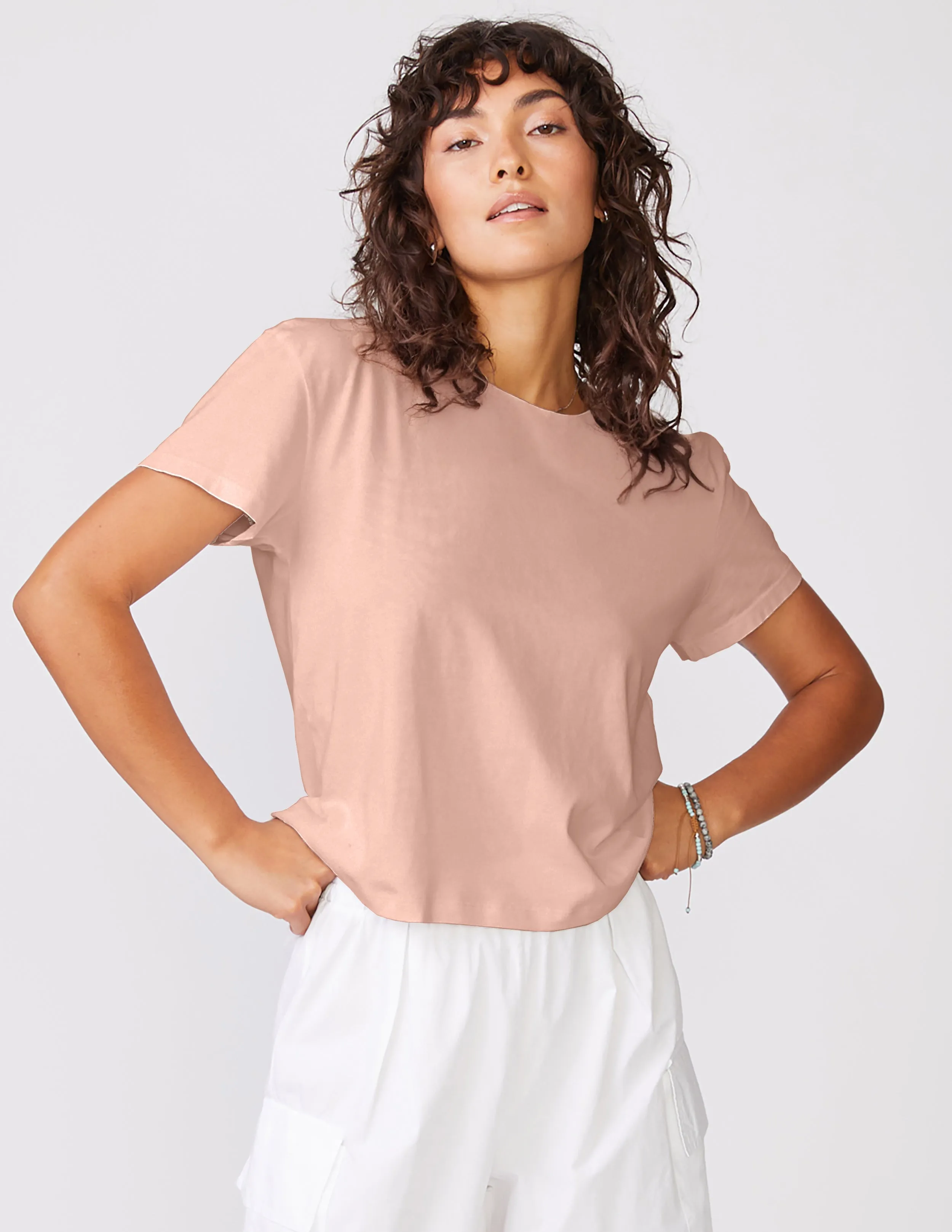 Cloud Jersey Short Sleeve Crew in Almond sold by Bailey 44 product image thumbnail 2