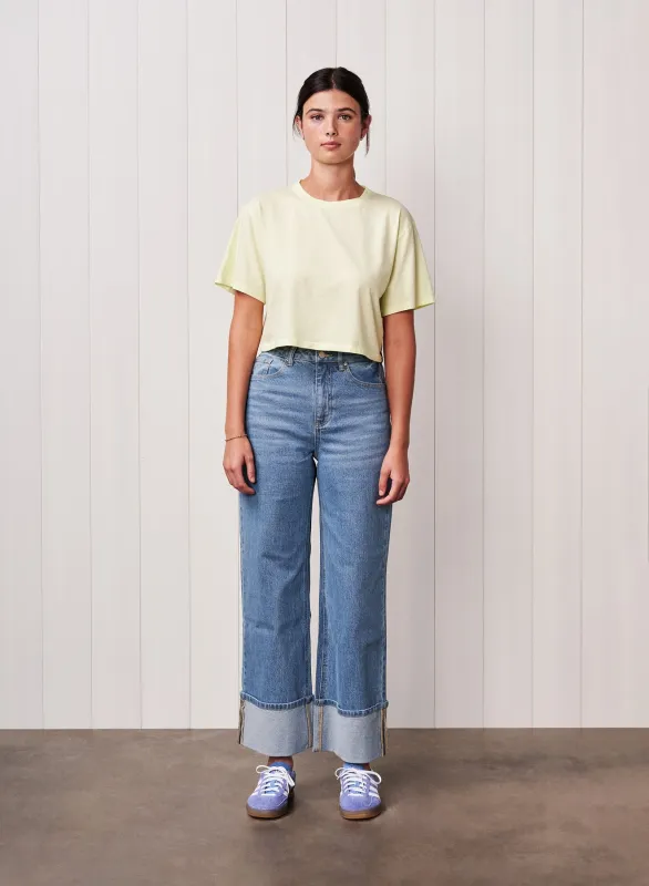 Cloud Jersey Cropped Boy Tee in Lemon Ice sold by Bailey 44