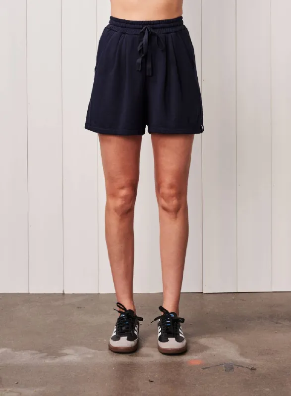 Softest Fleece Pleated Short in New Navy sold by Bailey 44