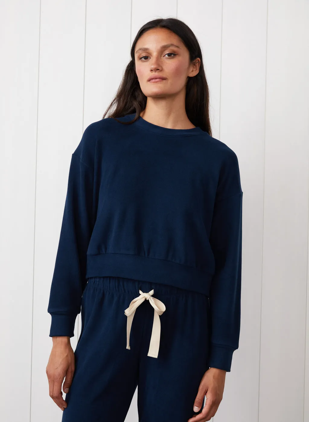 Honeyluxe Tie Hem Pullover in New Navy sold by Bailey 44 product image thumbnail 2