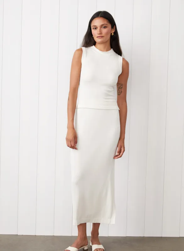 2x1 Fine Rib Mock Neck Tank in Cream sold by Bailey 44