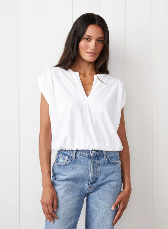 Cloud Jersey Deep V Muscle Top in White sold by Bailey 44