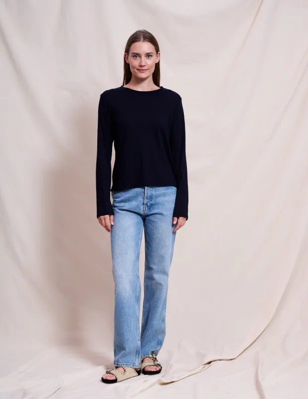 Sundry Long Sleeve Crew in Deep Navy sold by Bailey 44