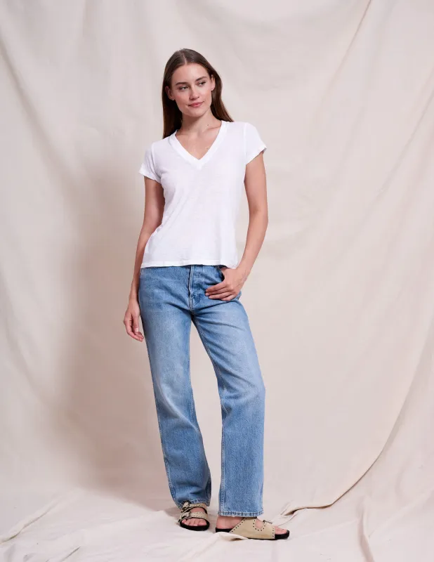 Sundry Deep V-Neck Tee in Optic White sold by Bailey 44
