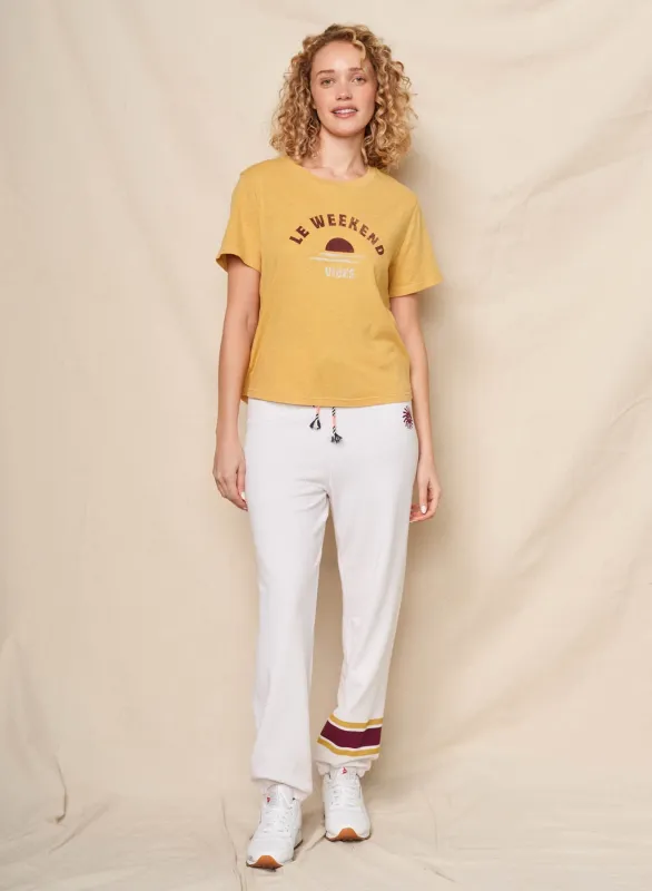 Sundry Le Weekend Short Sleeve Boxy Crew Tee in Daffodil sold by Bailey 44