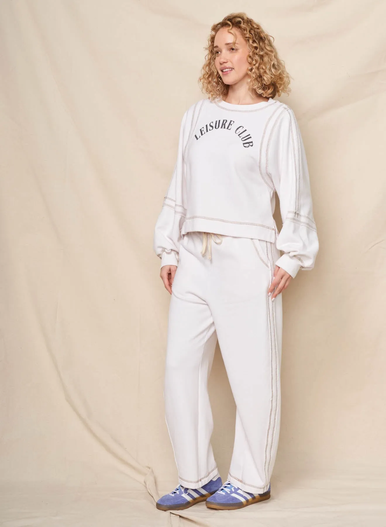 Sundry Leisure Club Raw Seamed Sweatshirt in Oyster sold by Bailey 44 product image thumbnail 2